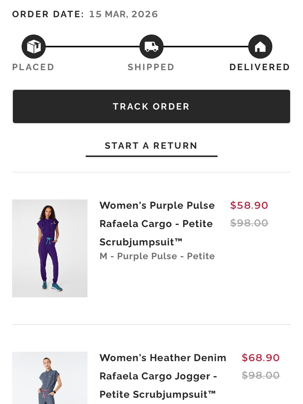 Figs Rafaela Cargo Scrub Jumpsuit in Purple Pulse